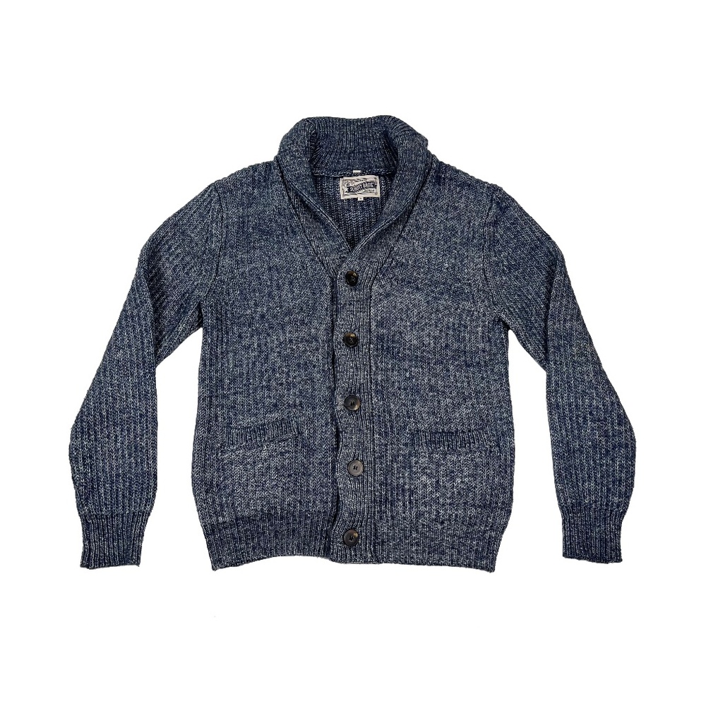 Schott Bros Cotton Blend Shawl Collar Heather Blue Cardigan